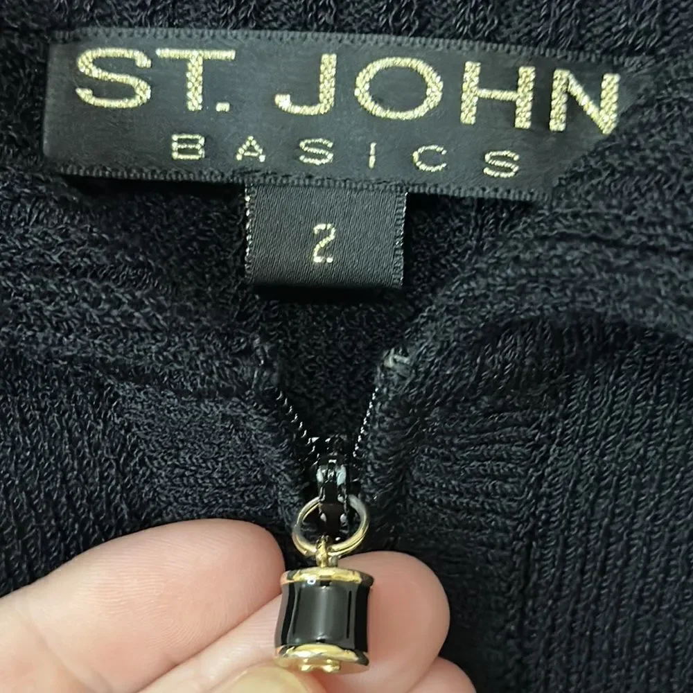 St John Basics Zip Up Cardigan Sweater